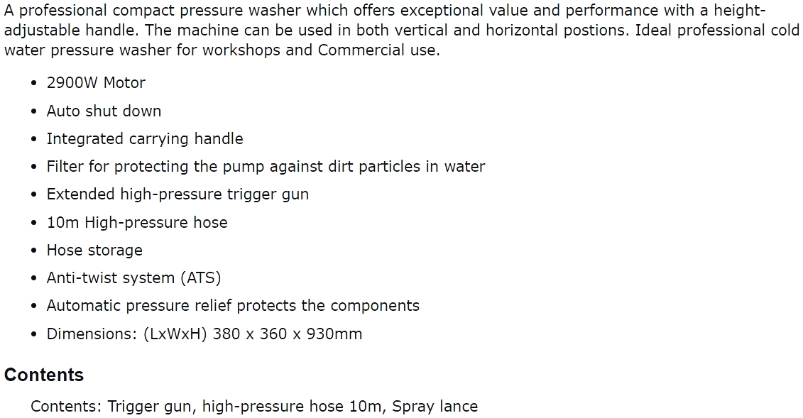 גרניק מכונת שטיפה בלחץ קרשר KARCHER HD 6-13 C PLUS 2900W
